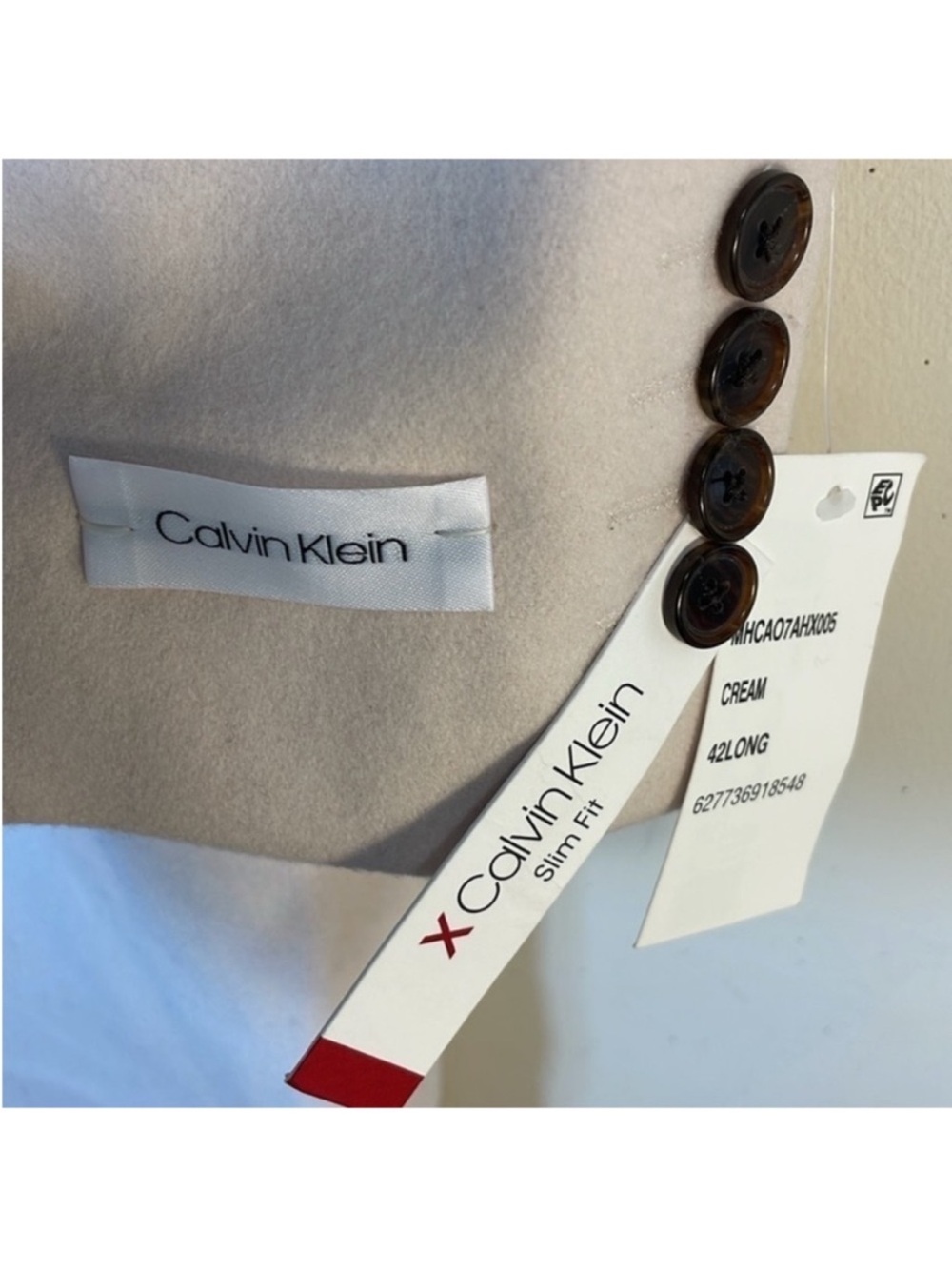 Calvin Klein Wool Blend Slim Fit Double Breasted Pea Coat. 42 Long. NWT. $495! - Picture 5 of 15